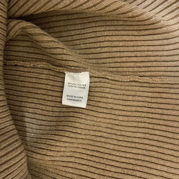 Birch NY Ribbed Knit Maxi Dress Size 14 Long Sleeve Bodycon Sweater Dress Tan - Picture 6 of 7